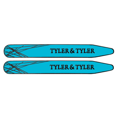 TYLER & TYLER Metal Collar Stays Diffusion Black Metal Finish Bright Blue Enamel