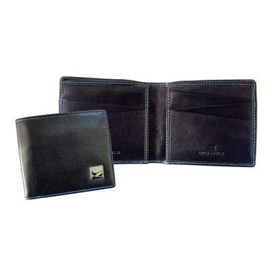 TYLER & TYLER Real Black Leather Billfold Wallet Pheasant