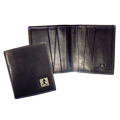 TYLER & TYLER Real Black Leather Jeans Wallet Rugby