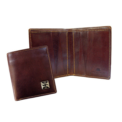 TYLER & TYLER Real Brown Leather Jeans Wallet Union Jack