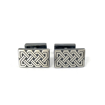 TYLER & TYLER Capsule Cufflinks Knot Antique Silver Finish Front