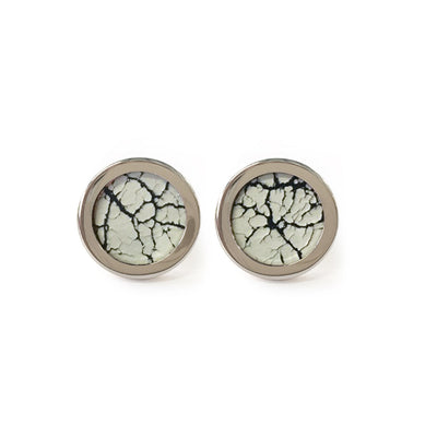 TYLER & TYLER Capsule Two-Tone Hide Cufflinks Cracked White Front