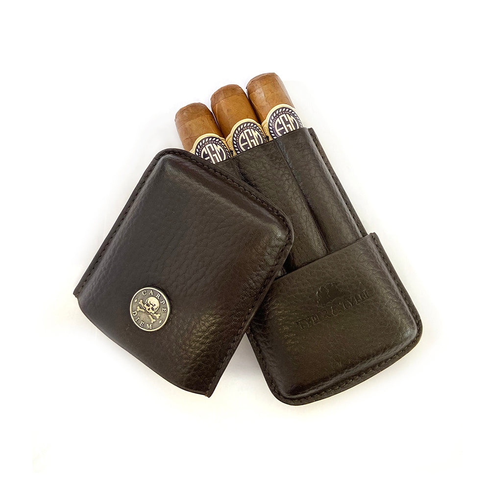 TYLER & TYLER Luxury Real Leather Cigar Case Carpe Diem