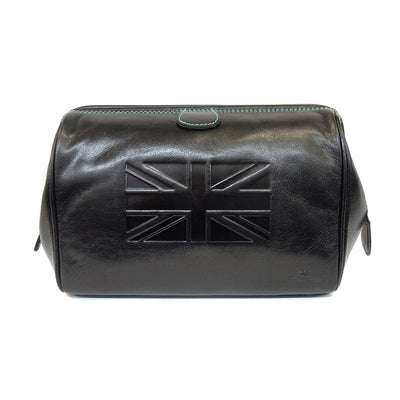 TYLER & TYLER Luxury Real Leather Washbag Union Jack