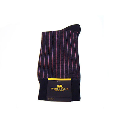 TYLER & TYLER Rich Cotton Mens Socks Pinstripe Purple