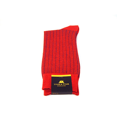 TYLER & TYLER Rich Cotton Mens Socks Pinstripe Red