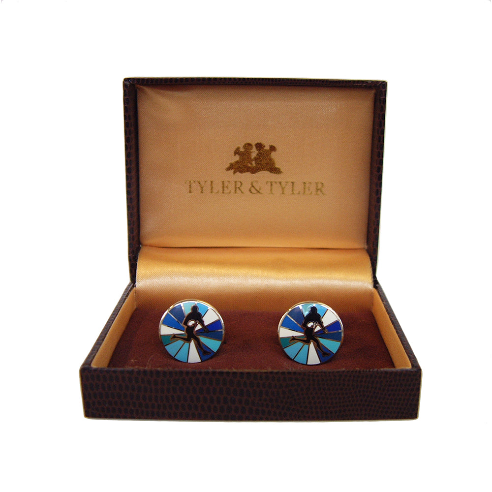 Tyler Union Accessory Set TYLER & TYLER Luxury Cufflinks Rugby Blue Burst Enamel | Made in ...