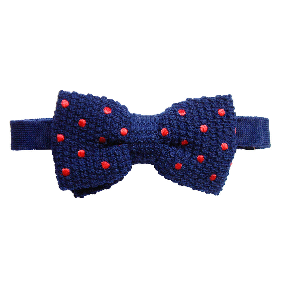 Navy Silk Knit Bow Tie