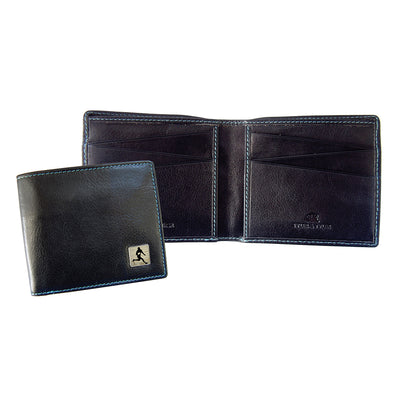 TYLER & TYLER Real Black Leather Billfold Wallet Rugby