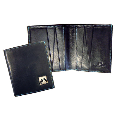TYLER & TYLER Real Black Leather Jeans Wallet Sparring Hares