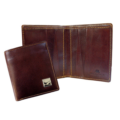 TYLER & TYLER Real Brown Leather Jeans Wallet Pheasant