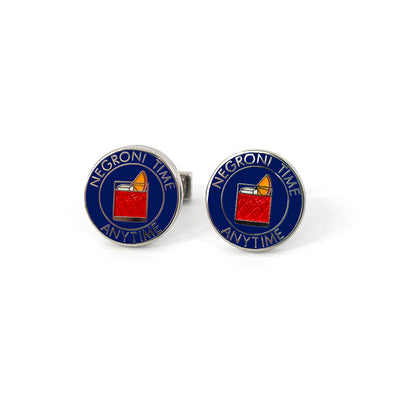 TYLER & TYLER Capsule Negroni Time Anytime Navy Cufflinks Front