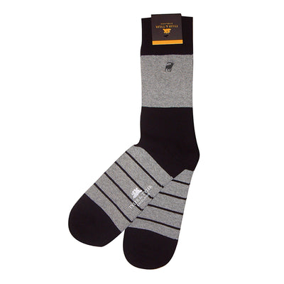 TYLER & TYLER Rich Cotton Men's Socks Single Stripe Black and Grey