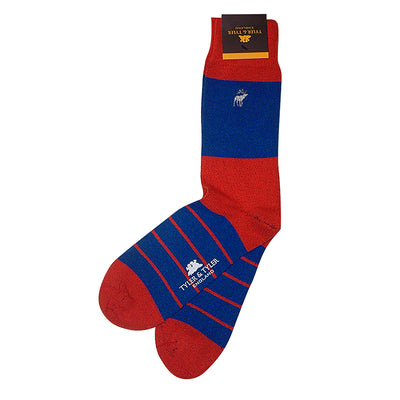TYLER & TYLER Rich Cotton Men's Socks Single Stripe Red and Blue